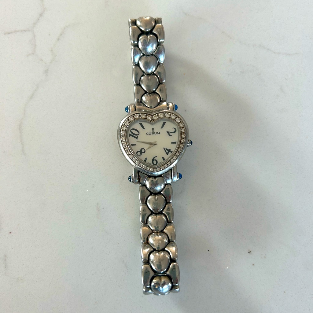 Ladies Corum Heart Beat Diamond Stainless Steel Vintage Quartz Watch 1400$